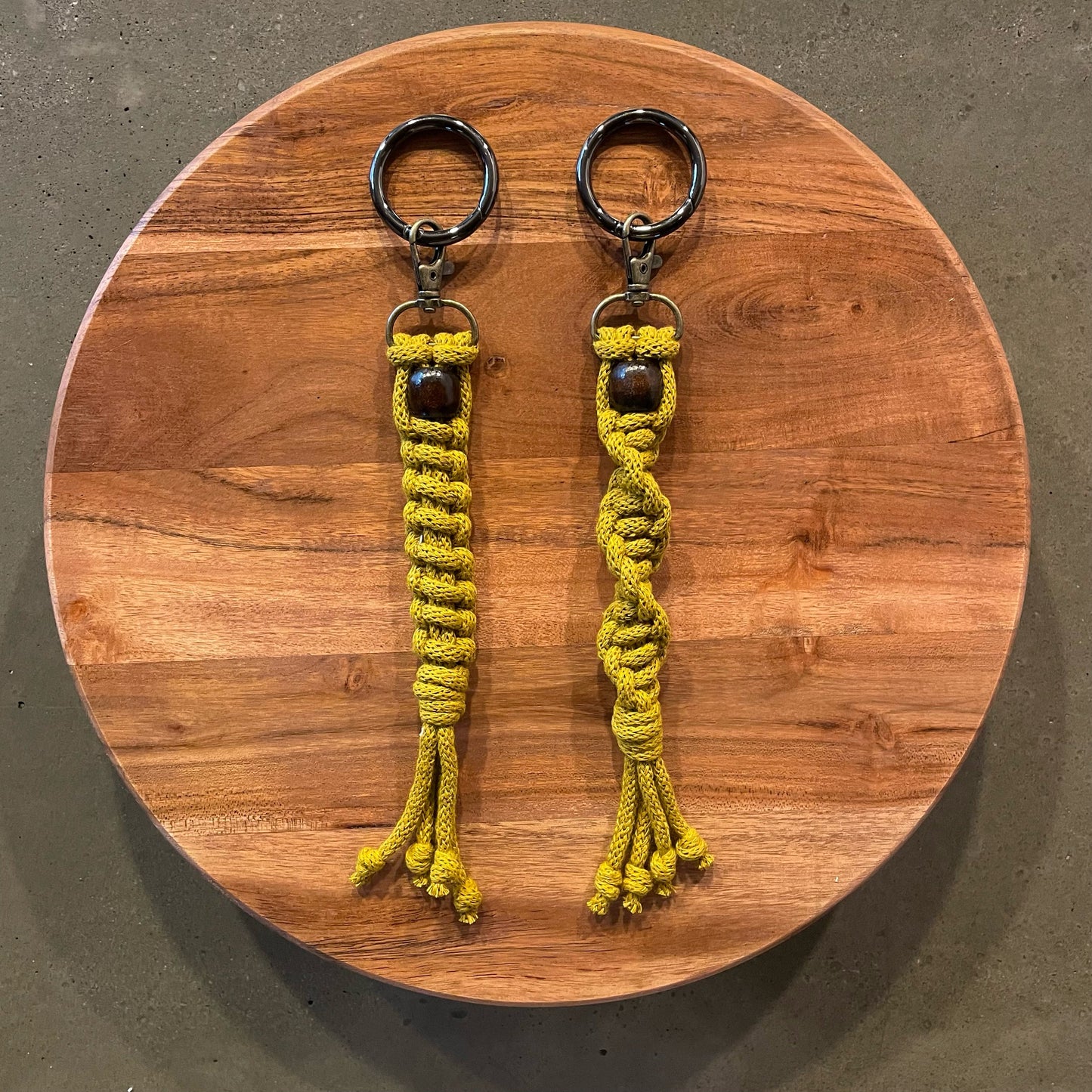 2 Spicy Mustard Key Chains with included O-Ring for attachment. Straight Ladder and Twisted styles each sold separately.