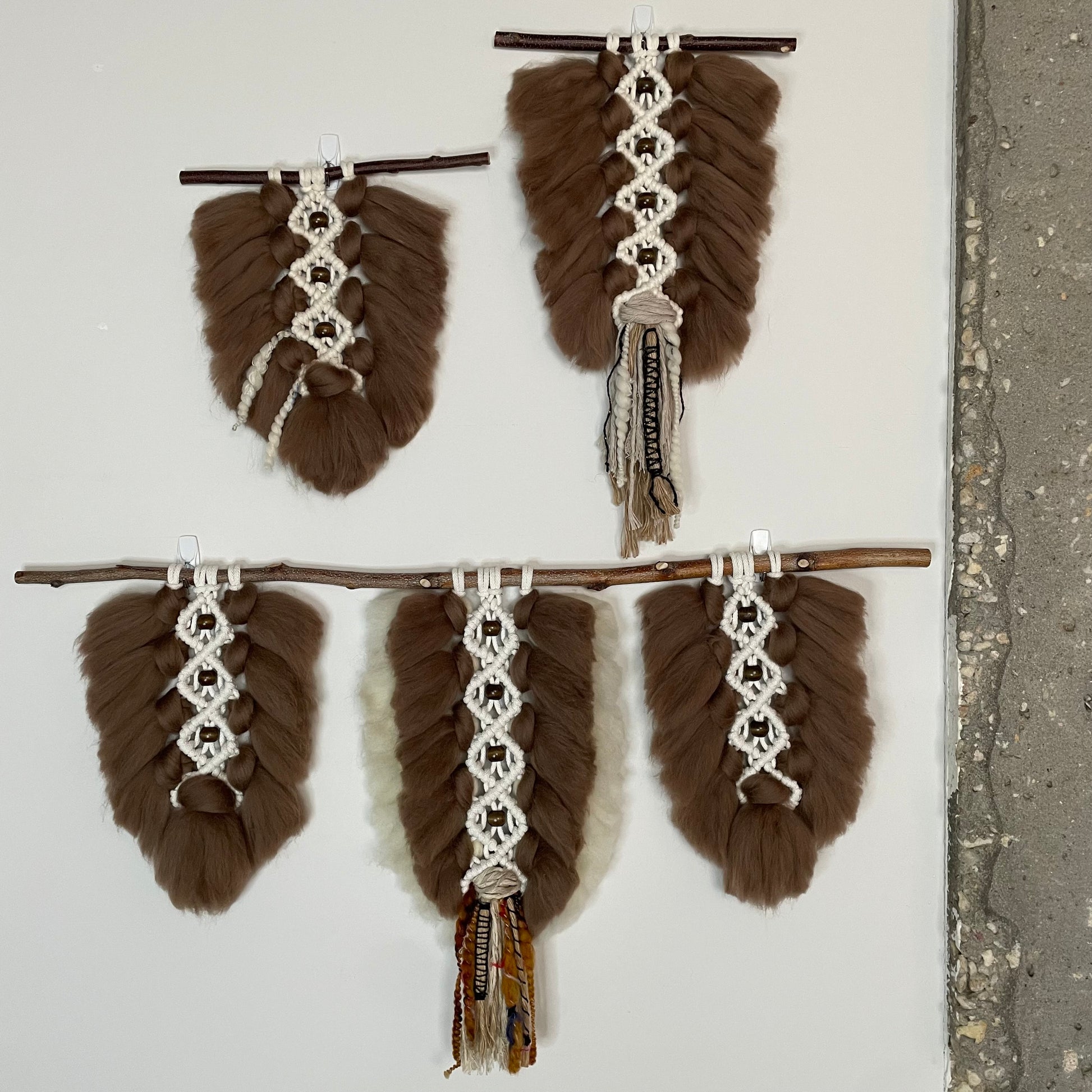 Plumage - Tobacco - Small, Medium, Trio on white wall