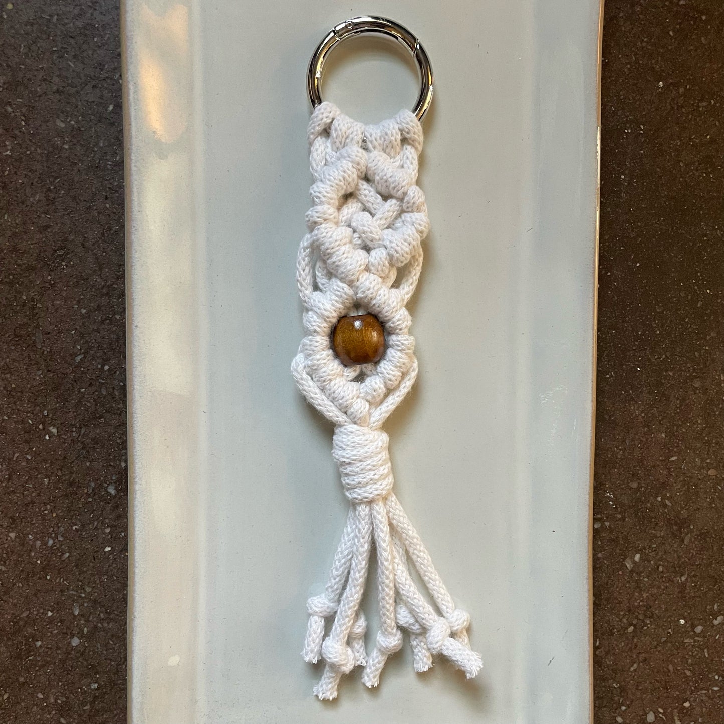 4 Directions Macrame Keyring in Natural