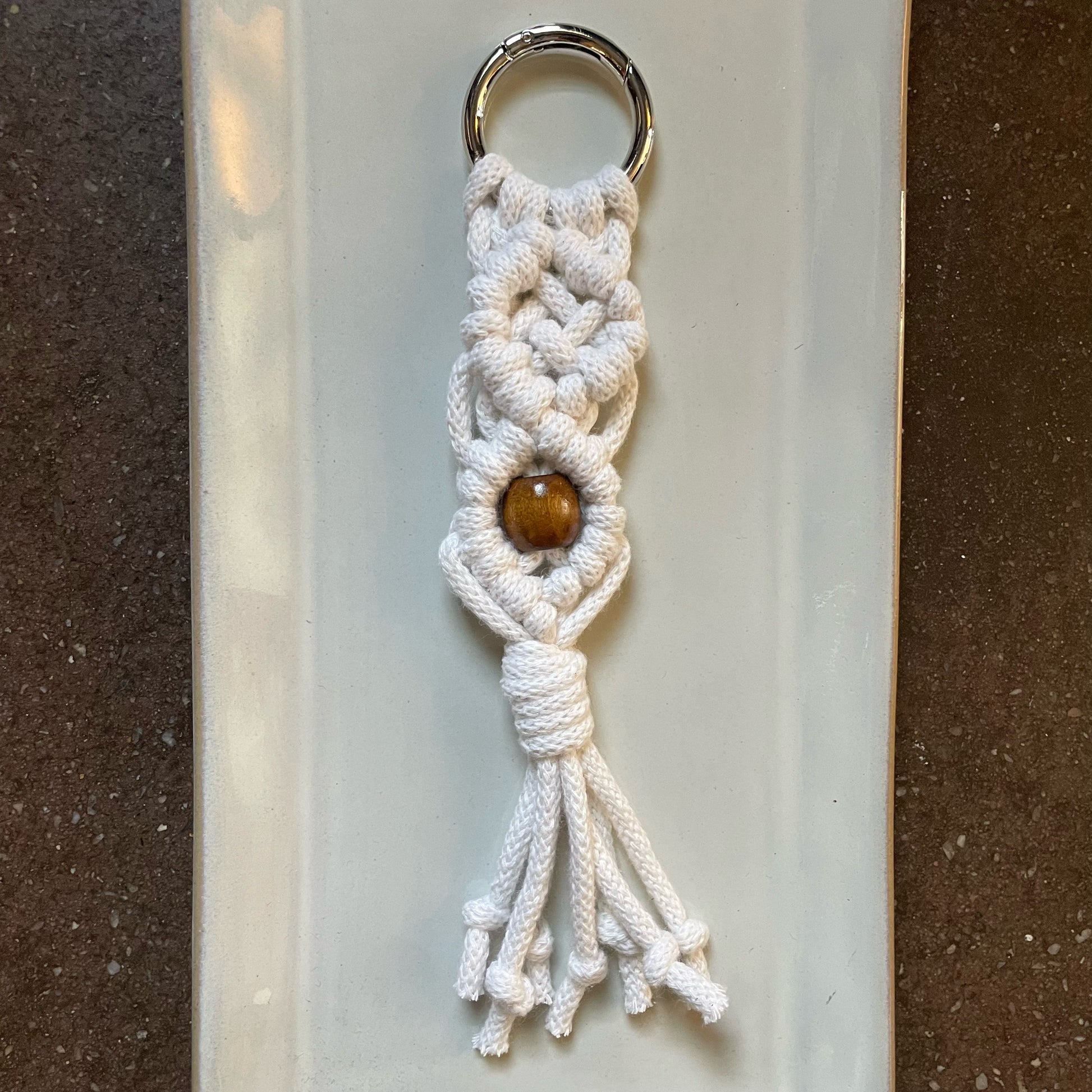 4 Directions Macrame Keyring in Natural