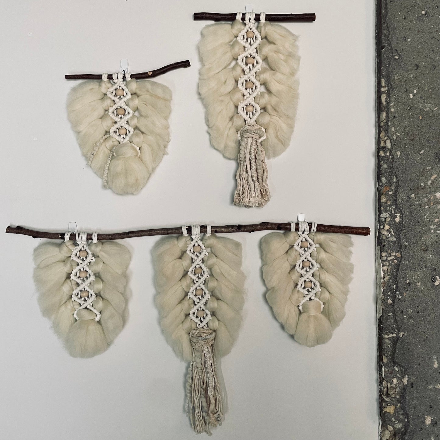 Plumage - Natural - Small, Medium, Trio on white wall