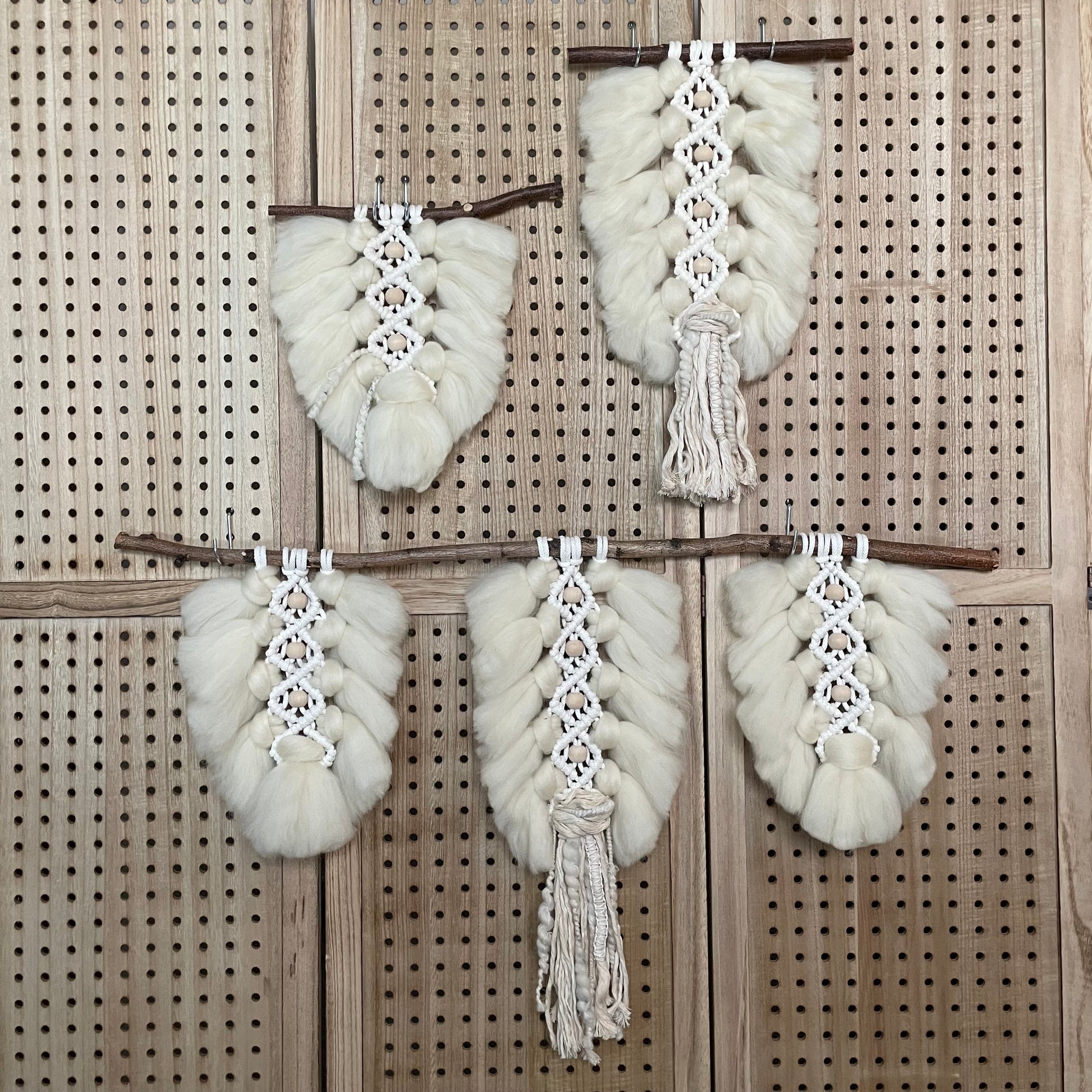 Plumage - Natural - Small, Medium, Trio on natural wood panel
